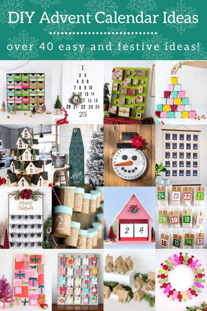 A collage showing a variety of countdown methods, such as DIY advent calendars for Christmas