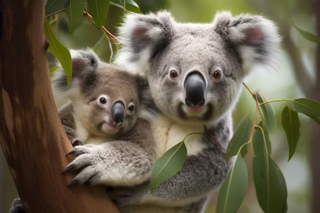 A koala nestled in a tree, capturing its laid-back lifestyle.