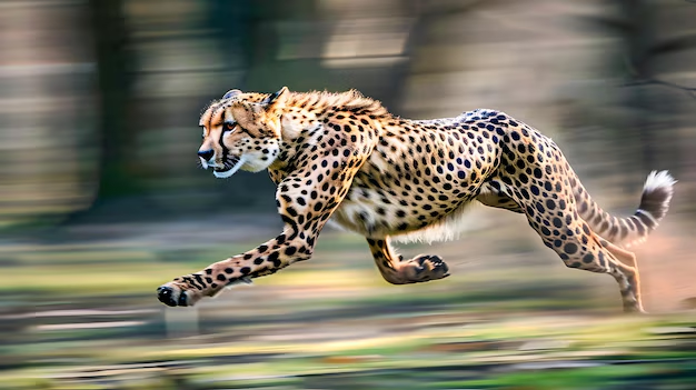 A cheetah in full sprint, showcasing its unmatched speed