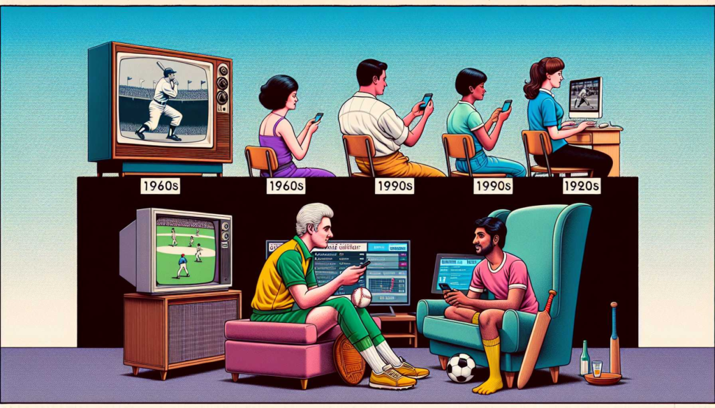 A collage of fans watching sports on multiple devices, highlighting the shift to digital consumption.