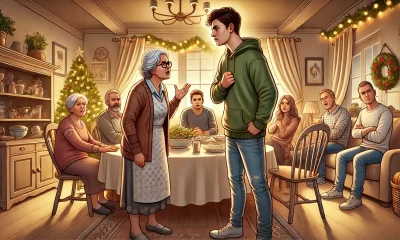 A-wide-digital-illustration-of-a-family-gathering-gone-wrong-in-a-cozy-living-room-setting.-A-young-adult-standing-with-a-frustrated-expression-