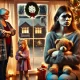 A heart-wrenching scene capturing a tense family moment on Christmas Eve. A distraught young woman, visibly upset, is leaving a warmly lit living room