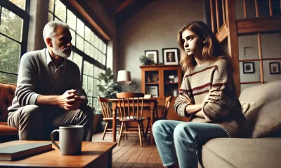 A-tense-family-scene-depicting-a-parent-and-a-teenage-daughter-in-a-heated-discussion-in-a-cozy-living-room-setting.-The-parent-sitting-on-a-couch-l.