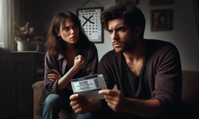 A dramatic and emotional scene showing two friends in a tense confrontation. One friend, holding concert tickets, looks upset and resolute, while the