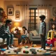 A dramatic scene depicting a sibling argument in a family living room. One sibling is seated, speaking passionately, while another sibling stands with